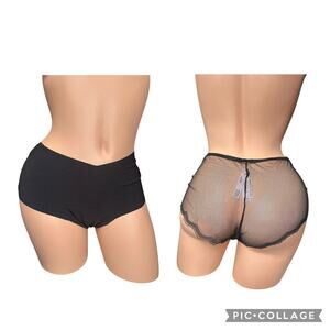Victoria's Secret extra large black seamless no-show cheeky panty sexy sheer nwt